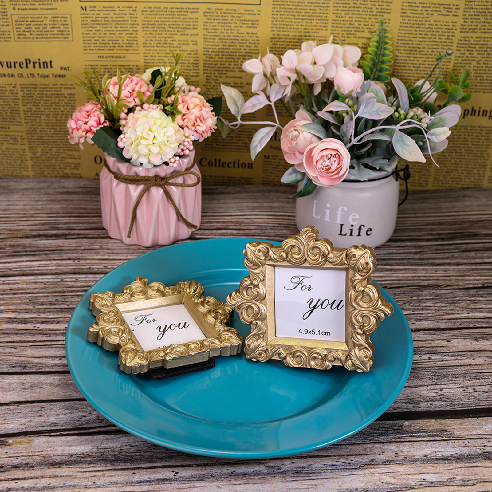 Marco de fotos de estilo barroco, marco de fotos Vintage para pared de mesa, decorativo para boda