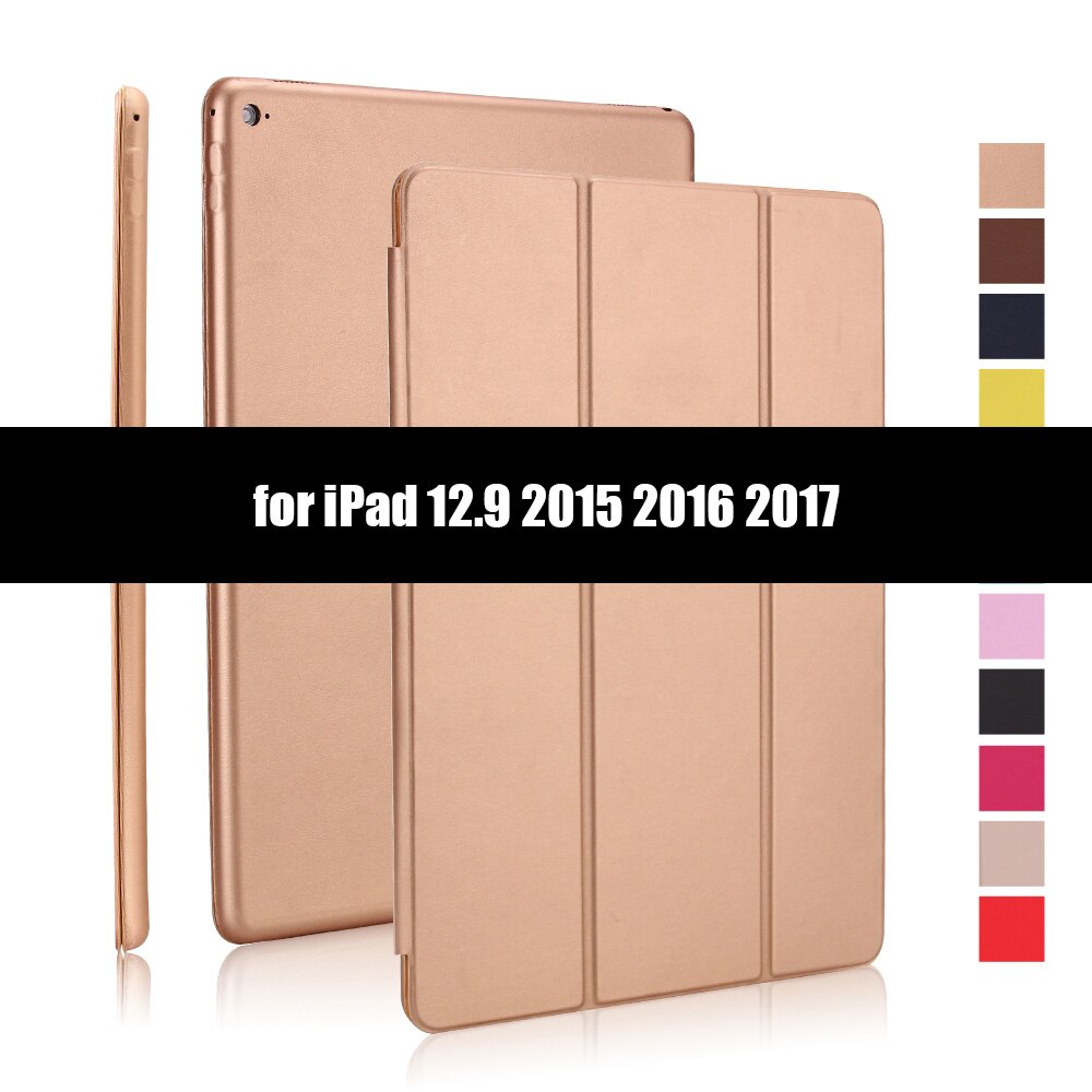 Ultradunne smart case cover voor ipad pro 12.9 12.9 inch magnetische pu-leren opvouwbare folio-hoes voor ipad 12.9: Goud -1