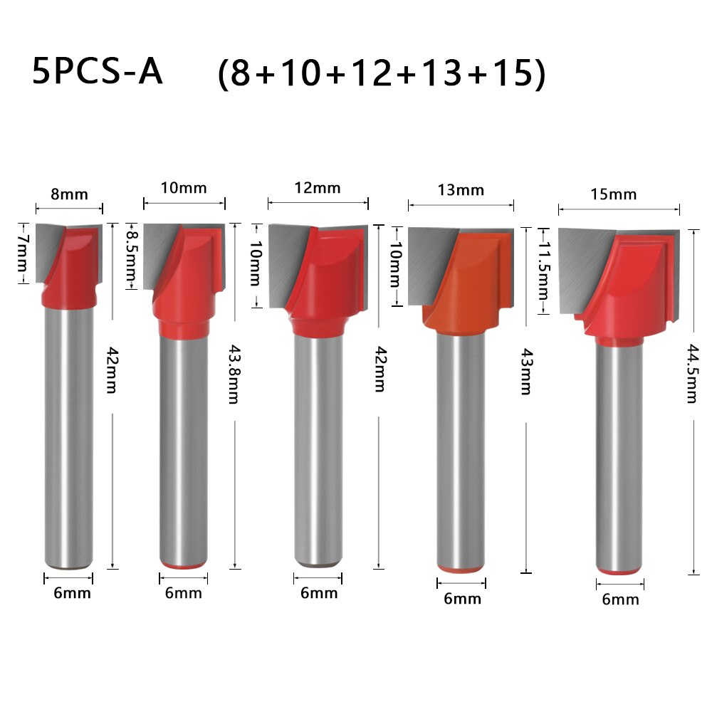 1pc CNC carbide end mill tool 3D woodworking insert router bit Tungsten Cleaning bottom end milling cutter Woodworking cutter: 5PCS A