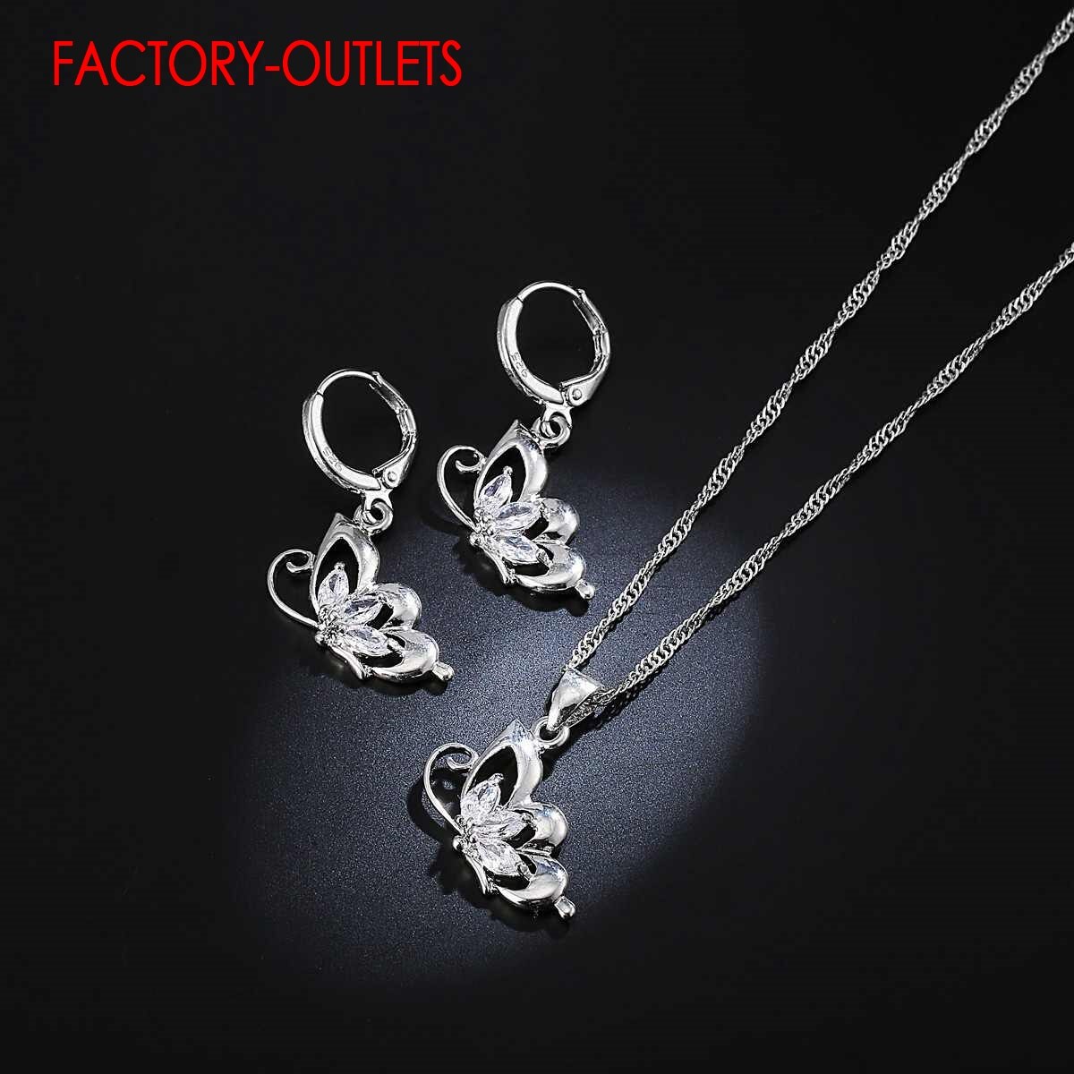 Mode-sieraden Voor Decoratie Leuke Dierlijke Hanger Ketting Oorringen Set 925 Sterling Zilver Vrouwen Partij Sieraden