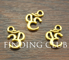 50 pcs Metal Alloy OM Aum Ohm Mantra Sign Charm Pendant 15x10mm Fit Jewelry Making: antique gold