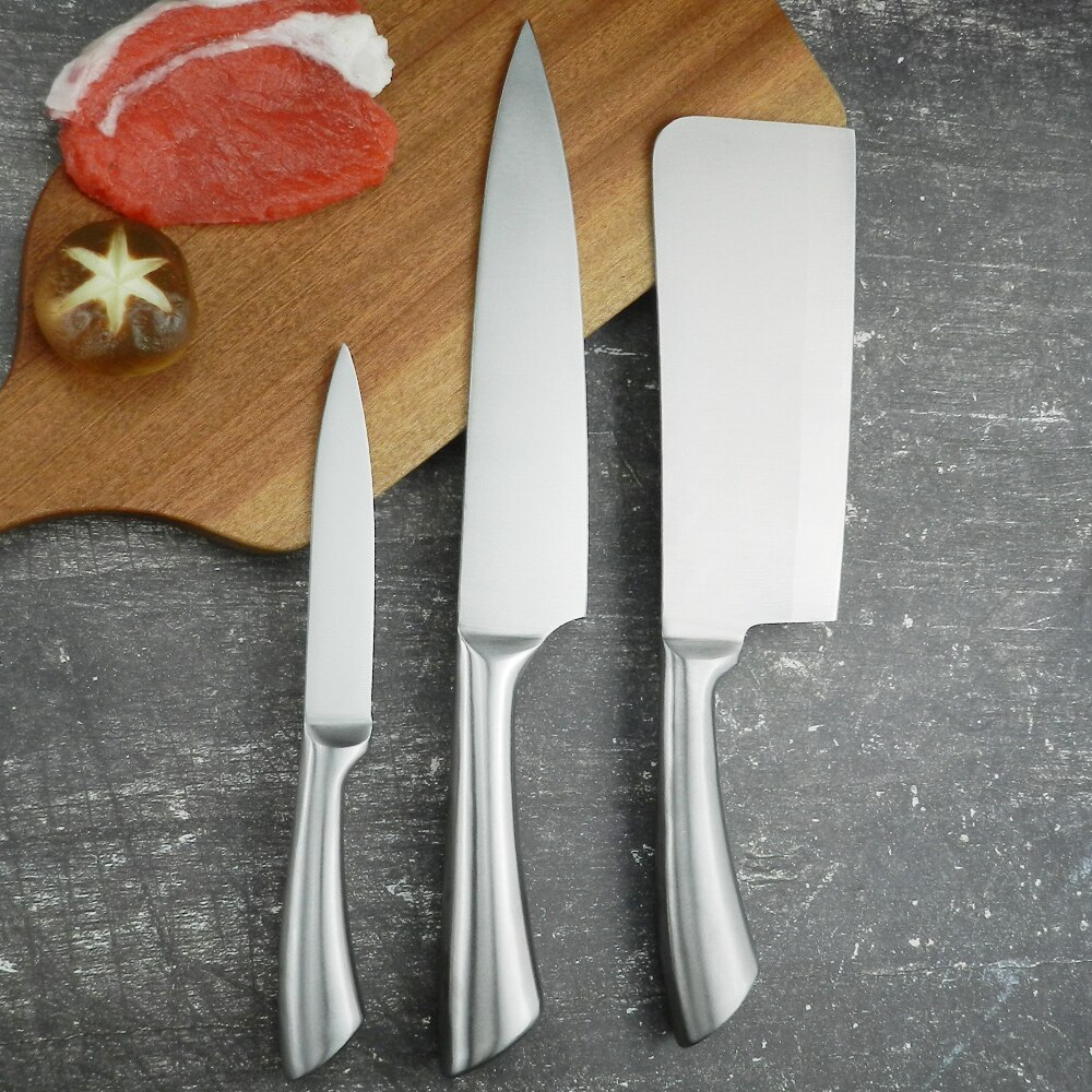 RZD Japanese Cooking Knives Set Chef 8'' Inch Santoku Chopping Utility Knife Holder Wooden Stand Storage Save Space Kitchen Tool