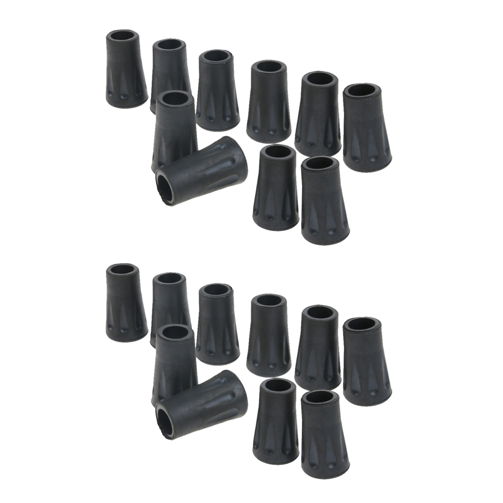 20 Stuks Duurzaam Rubber Tips Voor Wandelen Trekking Pole Wandeling Sticks Krukken Cane Tips-Zwart