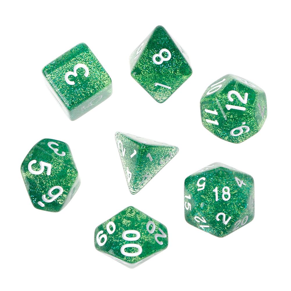 7Pcs Twinkling Polyhedral Dice For Dragon Pathfinder D20 D12 2xD10 D8 D6 D4