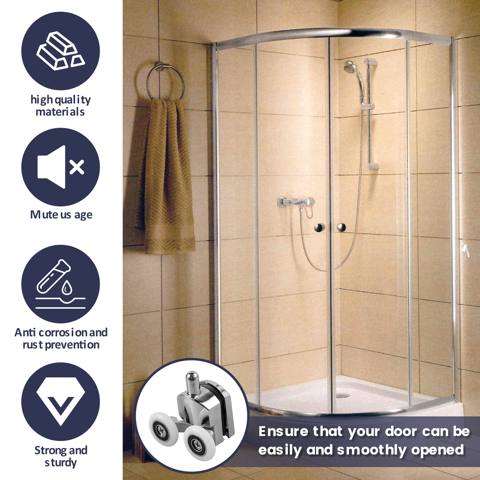 Curved Shower Door Rollers, 8pcs Shower Glass Door Rollers, 23mm Replacement Sh | UK Curved Shower Door Rollers, 8pcs Shower Glass Door Rollers, 23mm Replacement Sh | UK