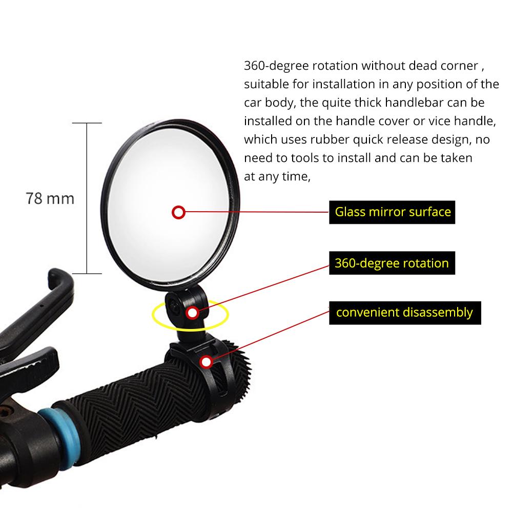 Cykelspegel 360 graders säker backspegel stötsäker konvex spegel universal för 15-35mm de flesta terrängcyklar skoter