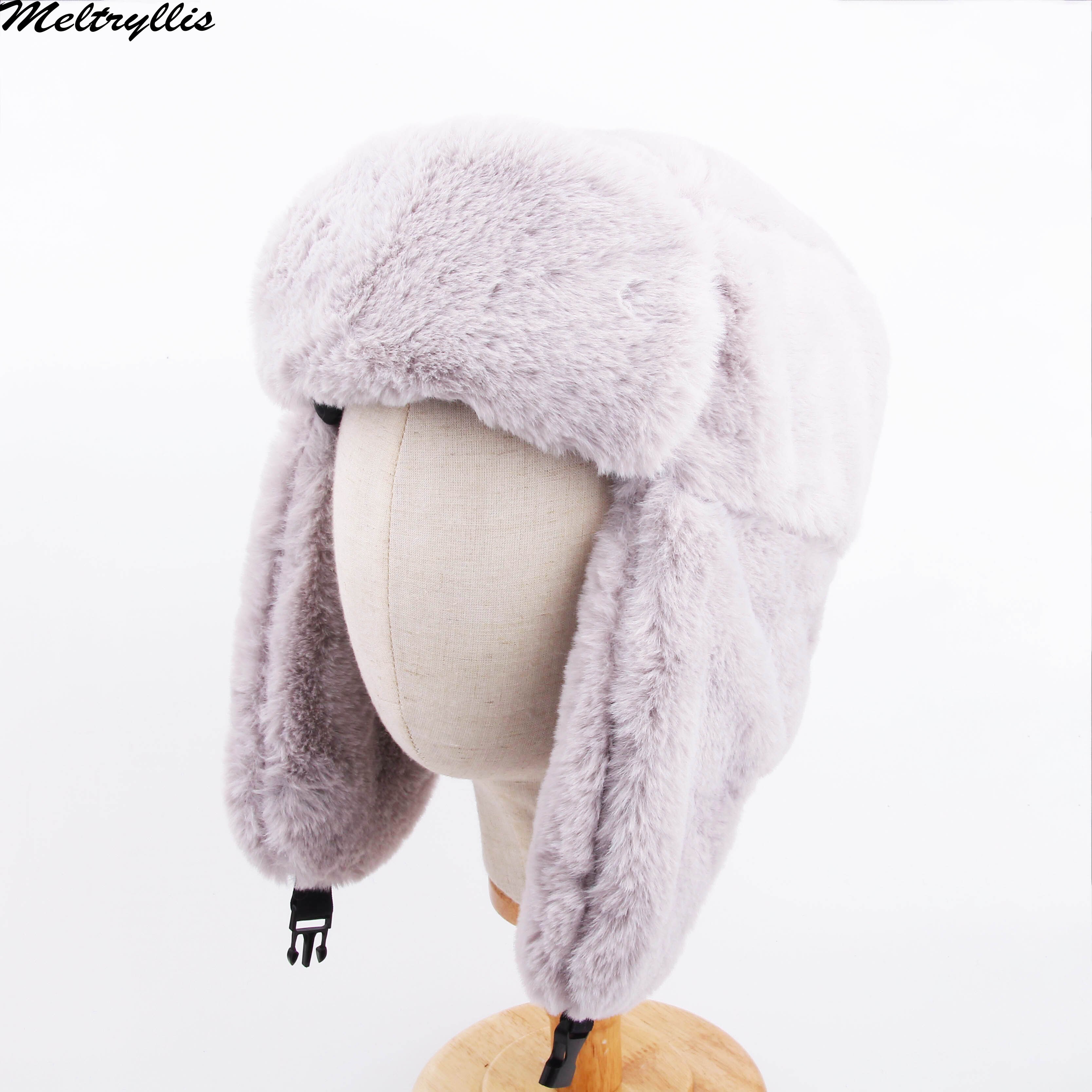 [Meltryllis] Winter Ski Hoed Warm Oorbeschermers Dikker Oor-fladderde Hoed Voor mannen en vrouwen Faux Fur Lei feng Cap Russische bommenwerper hoed: LFM-01-05
