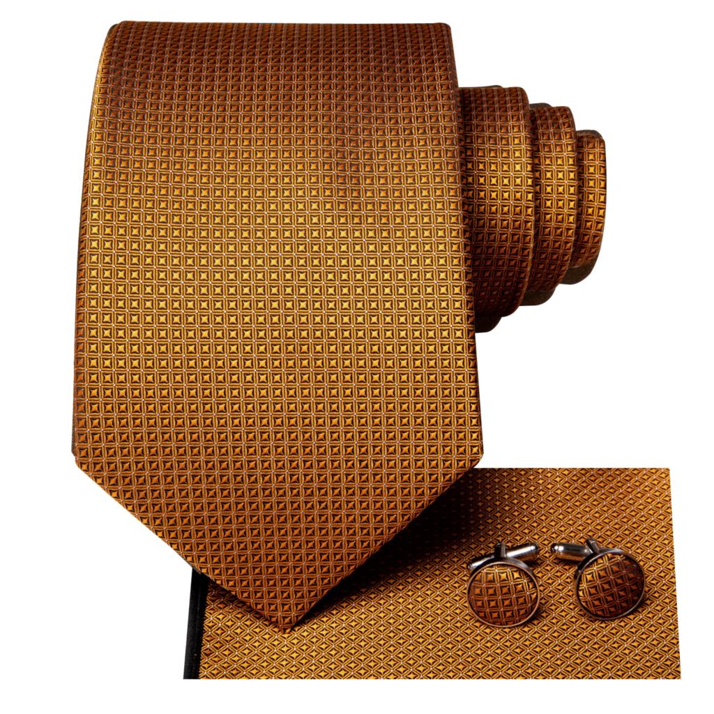 Hi-Tie-corbata de seda a rayas para hombre, corbata de boda a rayas de color naranja o dorado, pañuelo, para de negocios