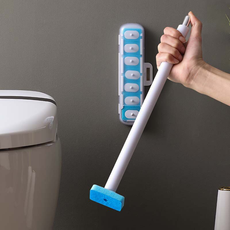 Brosse de toilette jetable à Long manche, tête de brosse remplaçable sans poinçonnage, ensemble d&#39;accessoires de salle de bain ménagers, outils de nettoyage de WC