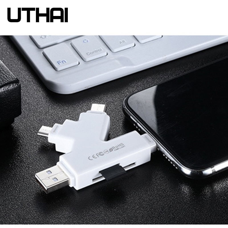 UTHAI C11 Lightning Card Reader SD TF USB C to MicroUSB Multi Card readers 4in1 Type-C Flash Drive For Iphone 7 8 11 X XR MAX