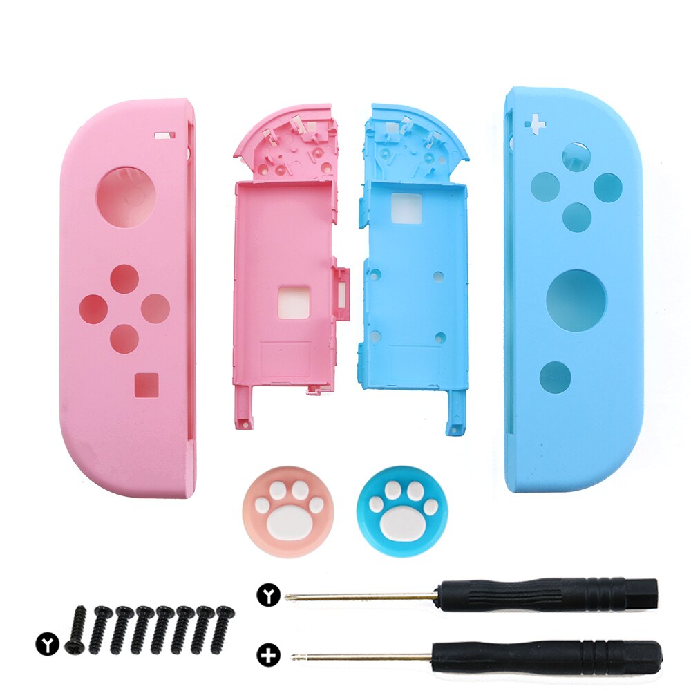 YuXi Plastic Right Left Housing Shell Case Cover for Nintendo Switch NS NX Joy-Con Controller with Silicone Analog Thumb Grip: AC