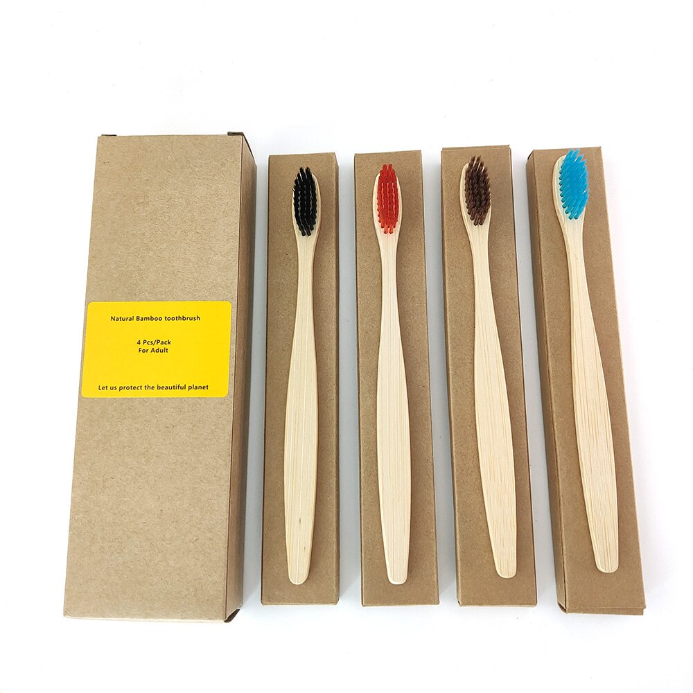 4Pcs Toothbrush Soft Bristle Wooden Tooth Brush Natural Bamboo Handle Dental Oral Care Eco Friendly Travel Tooth Brush