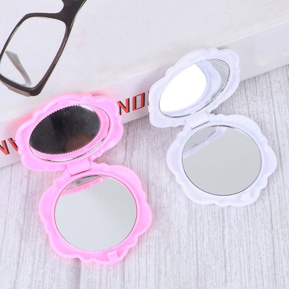 Espejos de maquillaje rosa para niñas, espejos compactos de bolsillo, de doble cara, , 12 Uds.