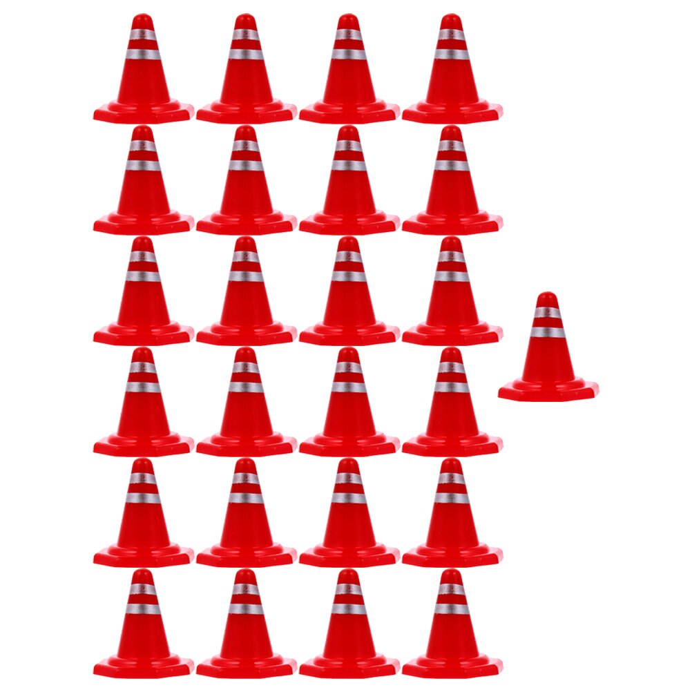 25pcs Simulation Traffic Roadblocks DIY Road Cone Signs Sand Table Props