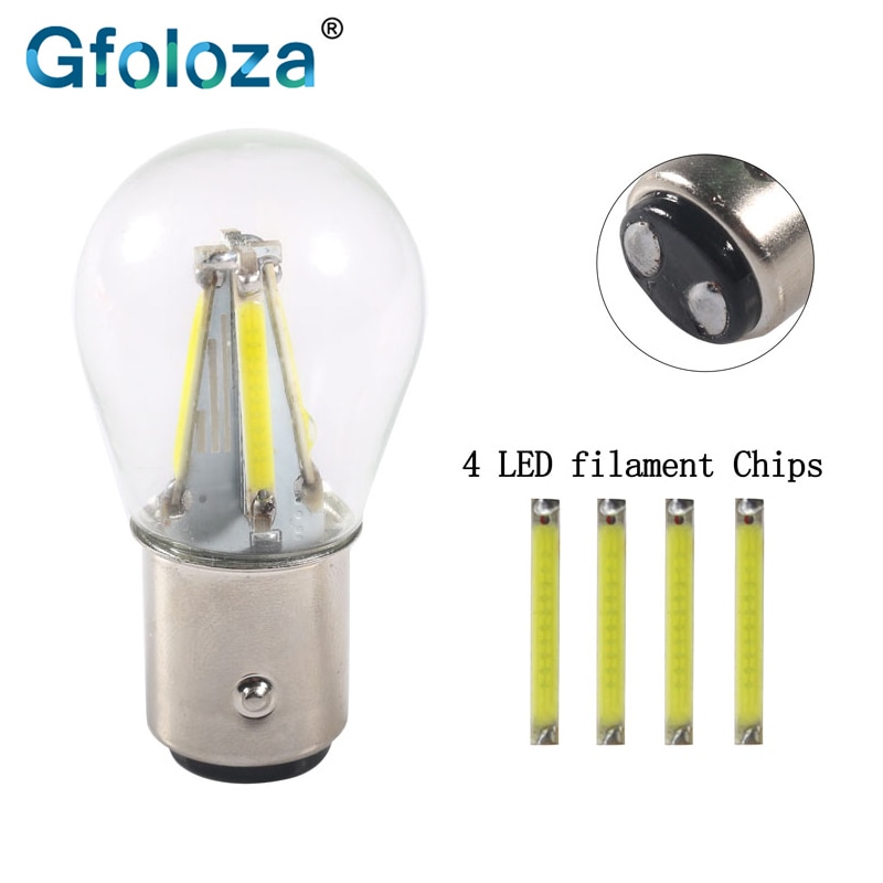 Gfoloza 1 Uds 1157 BAY15D P21/5W bombillas de filamento LED para luces LED de freno de estacionamiento de automóviles coche lámpara rojo Amarillo Blanco 6000K 12V