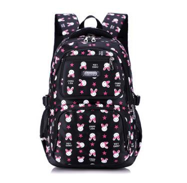 Schooltas dames meisjes sthdent canvas preppy stijl schoudertas boekentas pure kleur bloemen tas schoolreis rugzak: Zwart