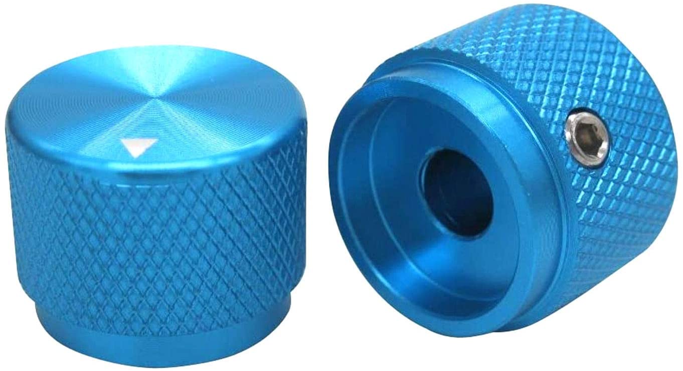 2 stk 20 x 15.5mm( dia x høyde ) 6mm aksel aluminium roterende elektronisk kontroll potensiometer knott volum kontroll knott: Himmelblå
