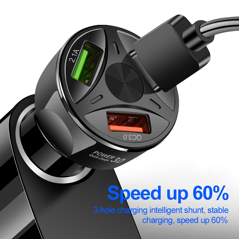 OLAF Quick Charge 3.0 USB Auto Oplader Voor Mobiele Telefoon Snel Opladen Auto-Opladers 3 Poorten USB Auto Telefoon charger Adapter in Auto
