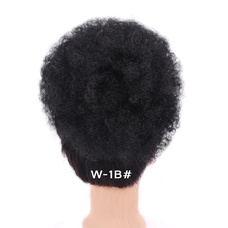 WTB Afro Puff Ponytail Elastic Drawstring Chignon Hairpieces for Women Short Kinky Curly Synthetic Updo Clip in Hair Extensions: Natural Color