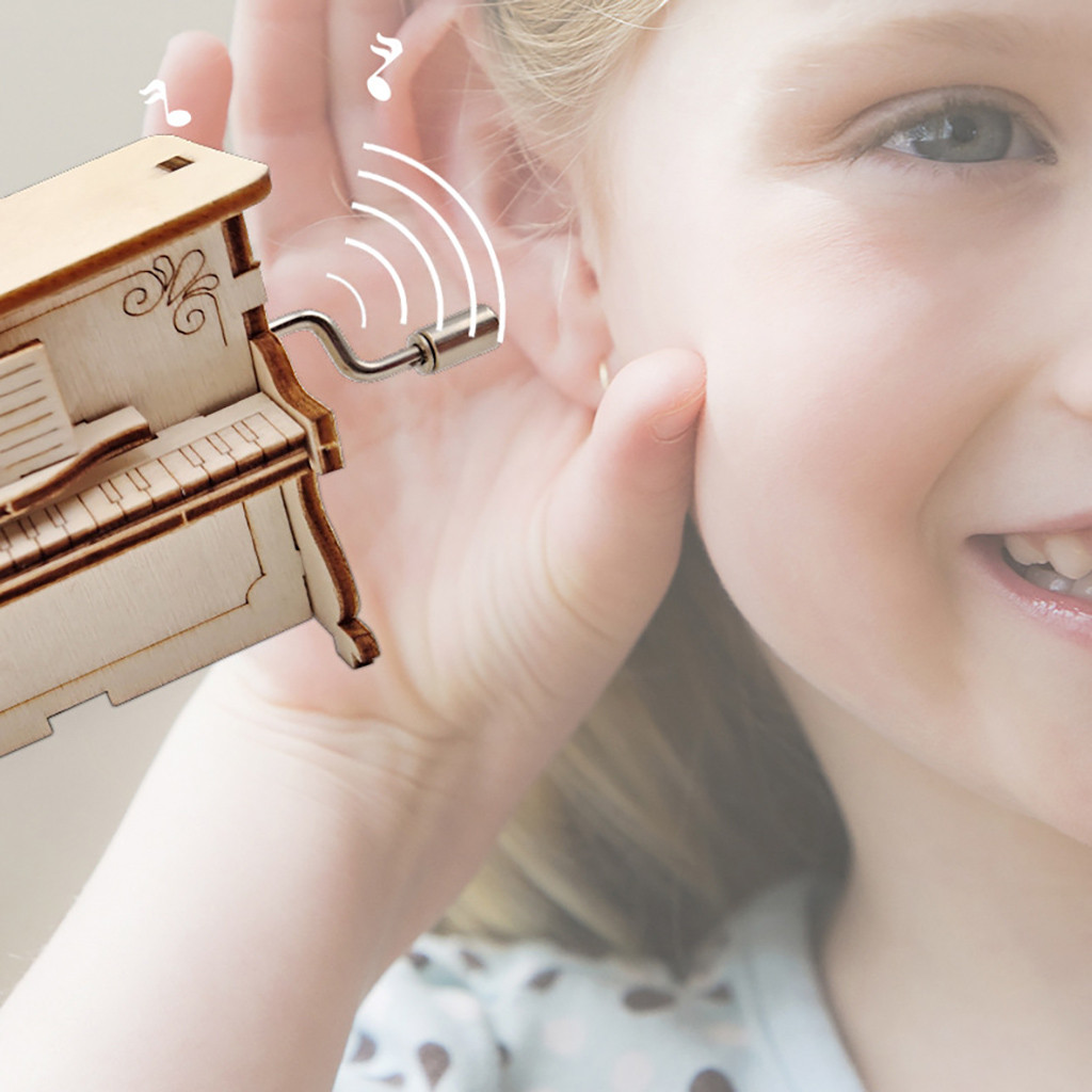 Boîte à musique bois manivelle bricolage Pianoforte forme boîte à musique jeu musique thème anniversaire fête mariage musique cercueil