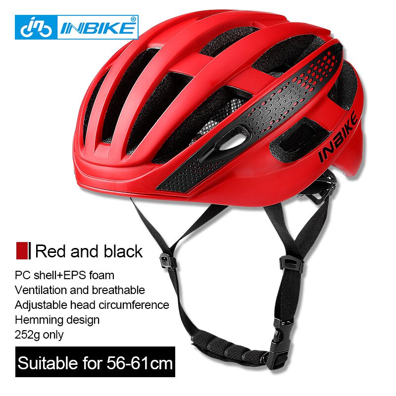 INBIKE Bicycle Cycling Helmet Ultralight EPS+PC Cover MTB Road Bike Helmet Integrally-mold Cycling Helmet Men Cycling Safely Cap: Red