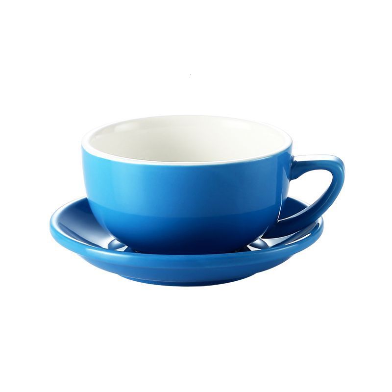 Ceramic Coffee Cup Saucers Copos Restaurant Espresso Cappuccino Latte Art Mug Afternoon Tea Black Tea Cup 350CC Big Capacity: blue