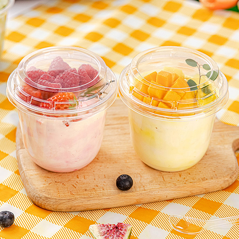 10 stk 10oz engangs moussekopper til kake med lokk, klare plastbokser, iskrem, dessert, piknik, pudding, gelé, dessert, yoghurtkopper