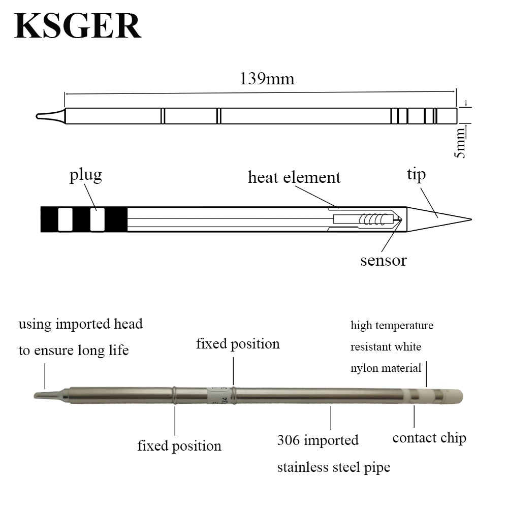 Ksger Elektrische Diy T12 Soldeerbout Tip BCM2 BCM3 Soldeer Tips Voor STM32 Oled Controller Station FX9501 Handvat Lassen