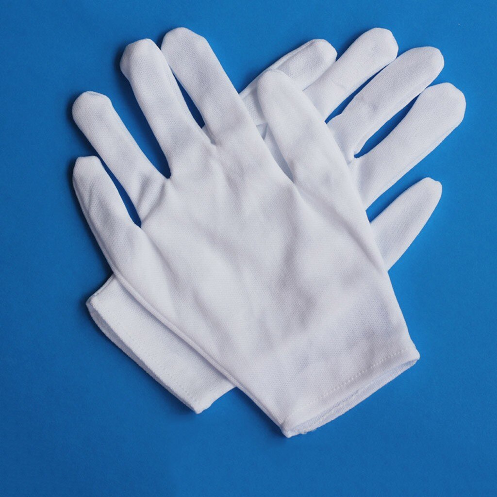 20Pcmedium Dikke Witte Katoen Zweet-Proof Ademend Elastische Witte Handschoenen Voor Ceremoniële Mannelijke Vrouwelijke Serveren Obers Driversc50