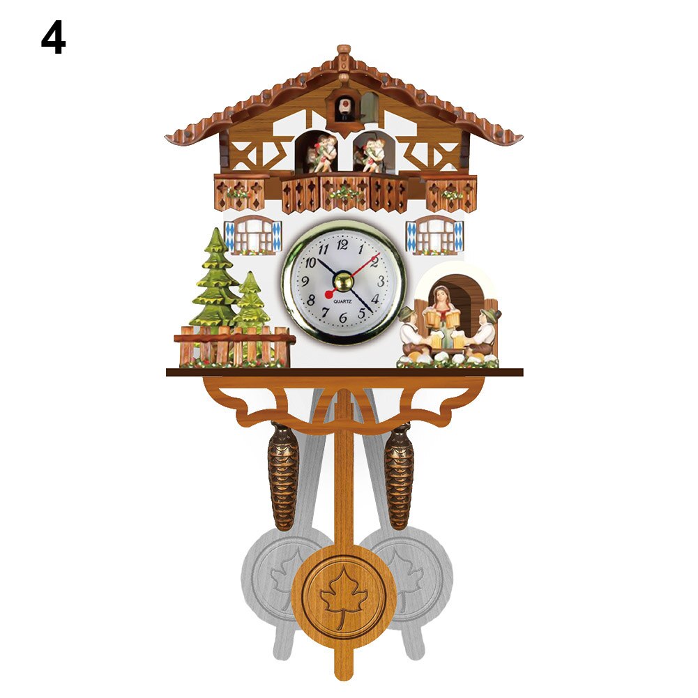 Wooden Cuckoo Wall Clock Bird Time Bell Swing Alarm Watch Home Art Decor Germany Black Forest Autoswinging Cuckoo Wall Clock: 4