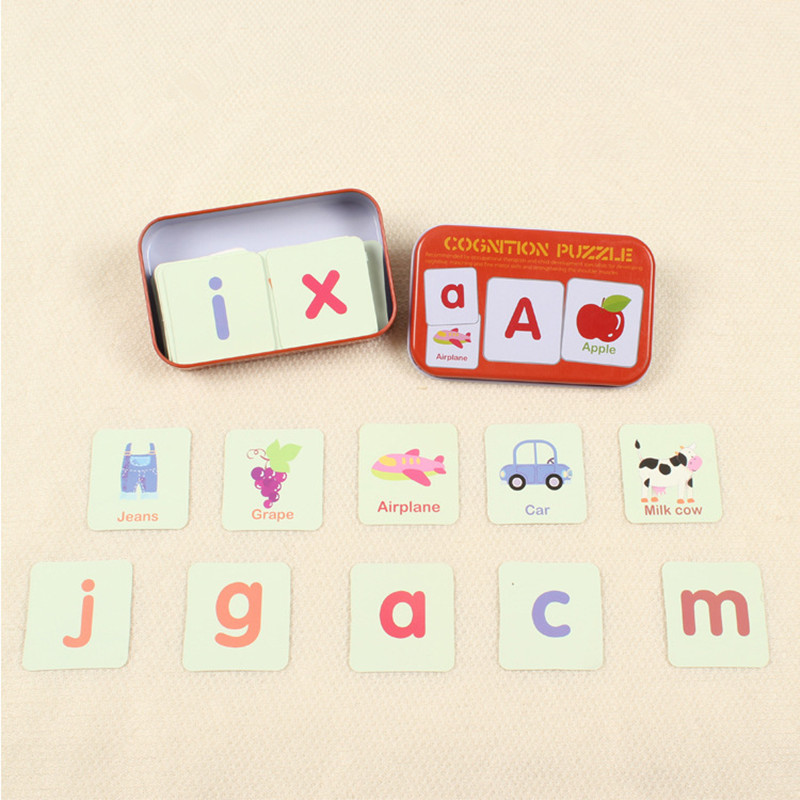 Kinderen Speelgoed Zuigeling Vroege Hoofd Start Training Puzzel Cognitieve Kaart Brief/vorm/Dier/Digitale Set Paar Puzzel Baby: Letter