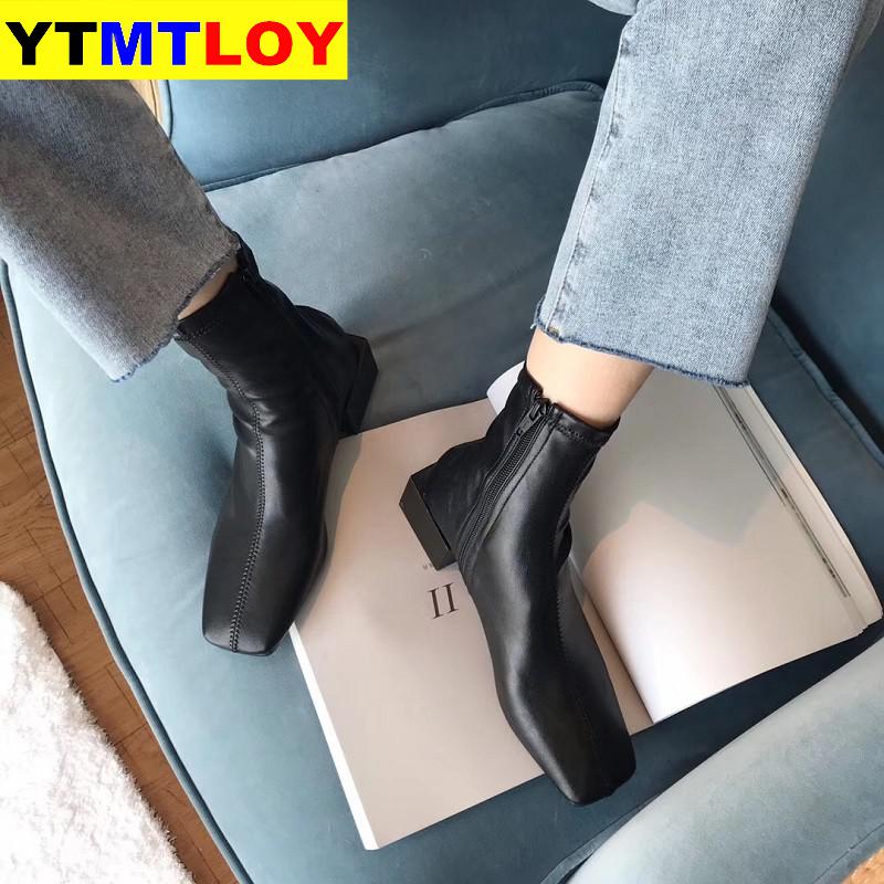 Starke ferse mit kurzen stiefel einzelnen Stiefel kurze röhre flut herbst neue weiche niedrigen ferse quadratischen kopf größe 35-39