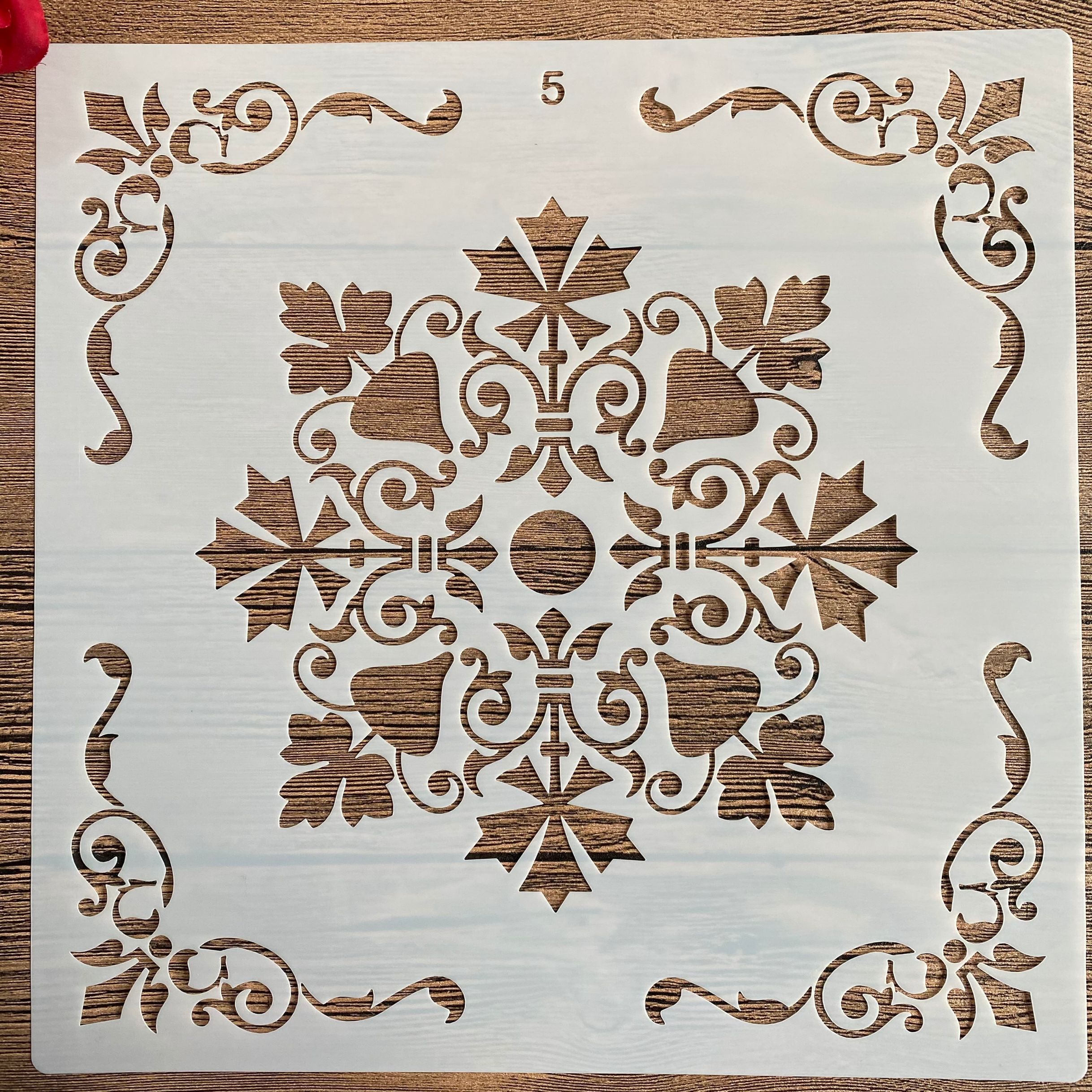 Molde de mandala para manualidades diy, tamaño de 30x30cm, para pintar plantillas, estampadas álbum de fotos, tarjeta de papel en relieve en madera, tela, pared 2022: 5