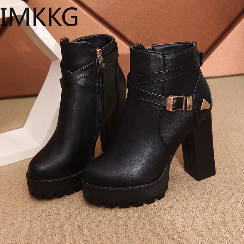 Botines De tacón cuadrado, Botas De Mujer, novedad De , Botas De otoño e invierno, Zapatos De tacón alto con botones, F90321