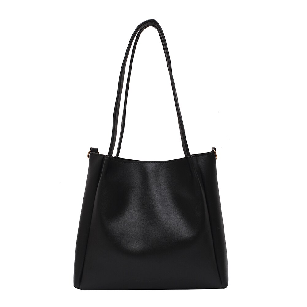 Moda crossbody bags feminino grande capacidade totes couro do plutônio cor sólida viagem casual ombro mensageiro bolsa: Black