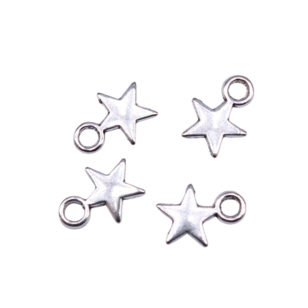 WYSIWYG 40 Stück Reize 11x8mm Stern Reize für Schmuckherstellung DIY Schmuckzubehör Antik Silber Farbe Legierung Reize Anhänger