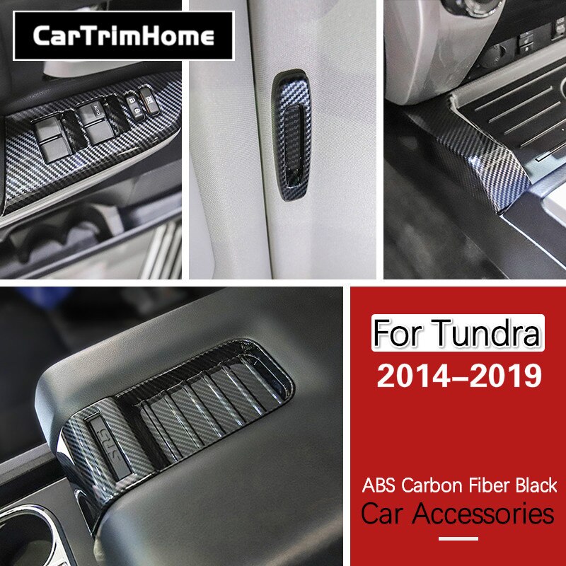 For Toyota Tundra accessories Interior Trim ABS Carbon Fiber Side Gear Position Panel Cover Trim