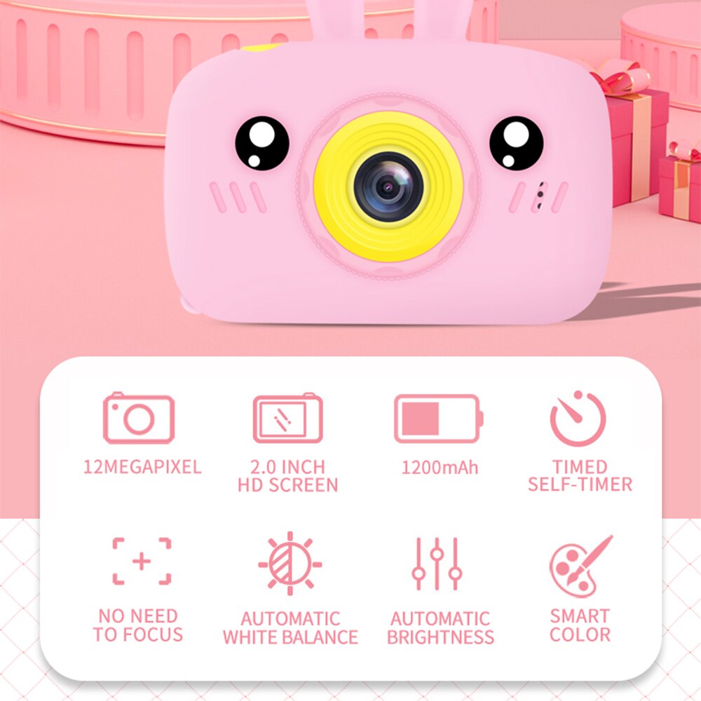 Mini Camera Kids Cute Camera 2 Inch HD Screen Chargable Digital Kids Video Camera Outdoor Photography for Child Birthday