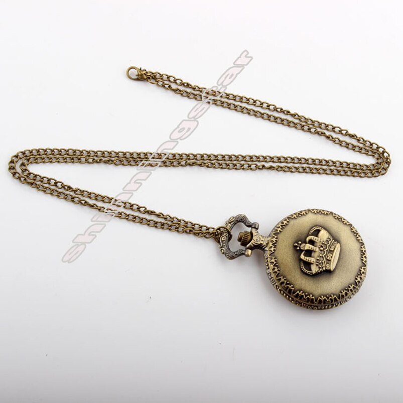 Retro bolsillo Vintage reloj De bronce real Imperial corona De cuarzo colgante, collar, cadena, los hombres y las mujeres relojes para reloj De Bolso