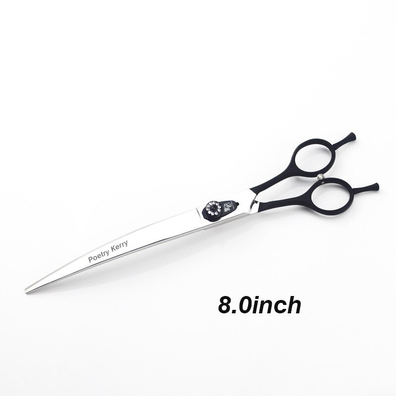 JP440C 7.0 7.5 8.0 Inch Grooming Scissors Curved Shear for Teddy/Pomeranian Dogs Pet Grooming Tools: black 8 inch
