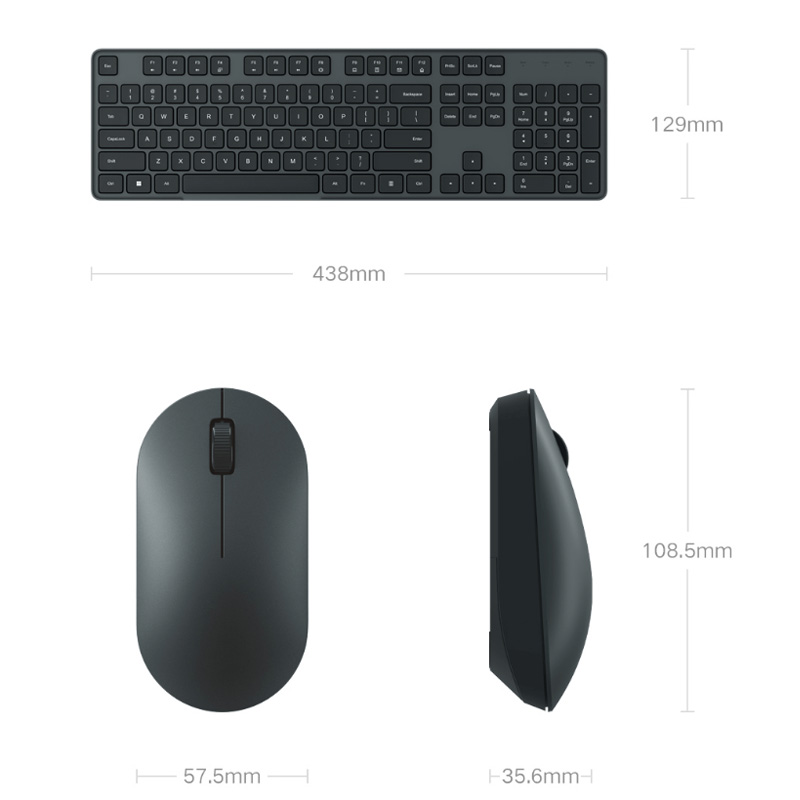 Original Xiaomi Wireless Tastatur & Maus Set 2 2,4 Tasten Tastatur GHz USB-Empfänger Maus für PC Windows 10