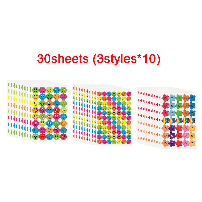 10-blad lachend gezicht stickers schattig notebook laptop portret stickers glimlach ster brief beloning sticker klassiek speelgoed voor kinderen cadeau: Army Green