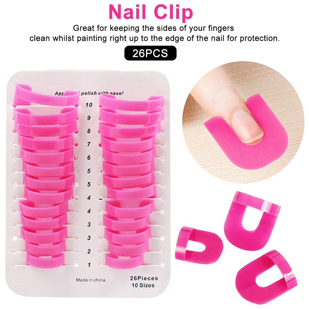 26pcs Spill Proof Edge Skin Barrier Reusable Protector Forms Guide Tips Finger Gel Model Nail Polish Stencil Clip Anti Overflow