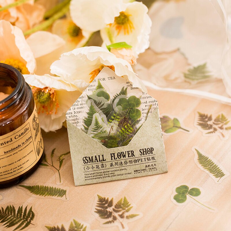 Retro Dried flower specimen PET Deco Stickers Plant Flower Leaf Transparent Bullet Journaling Accessories Aesthetic Stickers