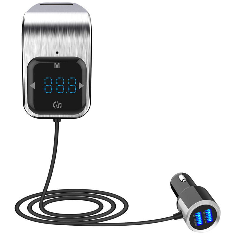 Bluetooth Receiver FM Transmitter Modulator Car AUX Wireless Radio Adapter MP3 Player TF Cards & Microphone USB Fast Car Charger: Sliver