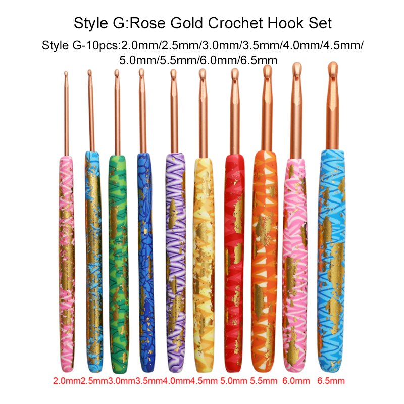 Premium Colorful Crochet Hook Set Soft Ceramic Mix Color Crochet Needles Home DIY Knitting Needles Sewing Tools: Style G-10pcs