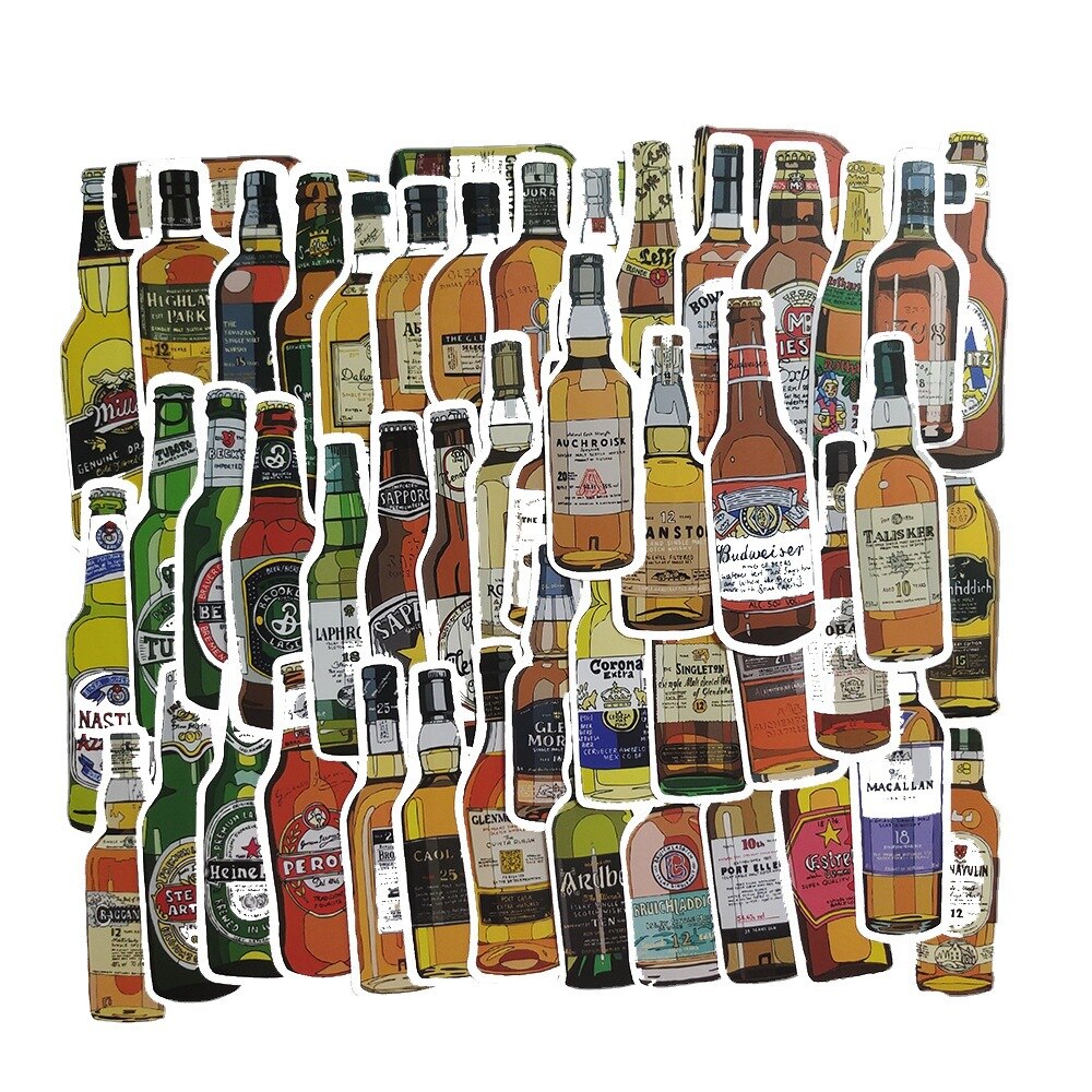 10/50Pcs Interessante Alcohol Wijn Bier Stickers Voor Laptop Auto Helm Koffer Computer Bike Motorcycle Whisky Wodka Sticker