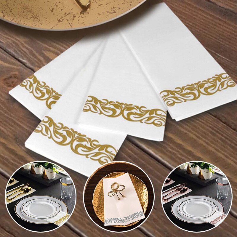10 Stuks Wegwerp Servetten Papieren Tissue Servetten Hotel Tafelkleed Zacht Absorberend Papier Gast Handdoek Party Wedding Decoratieve