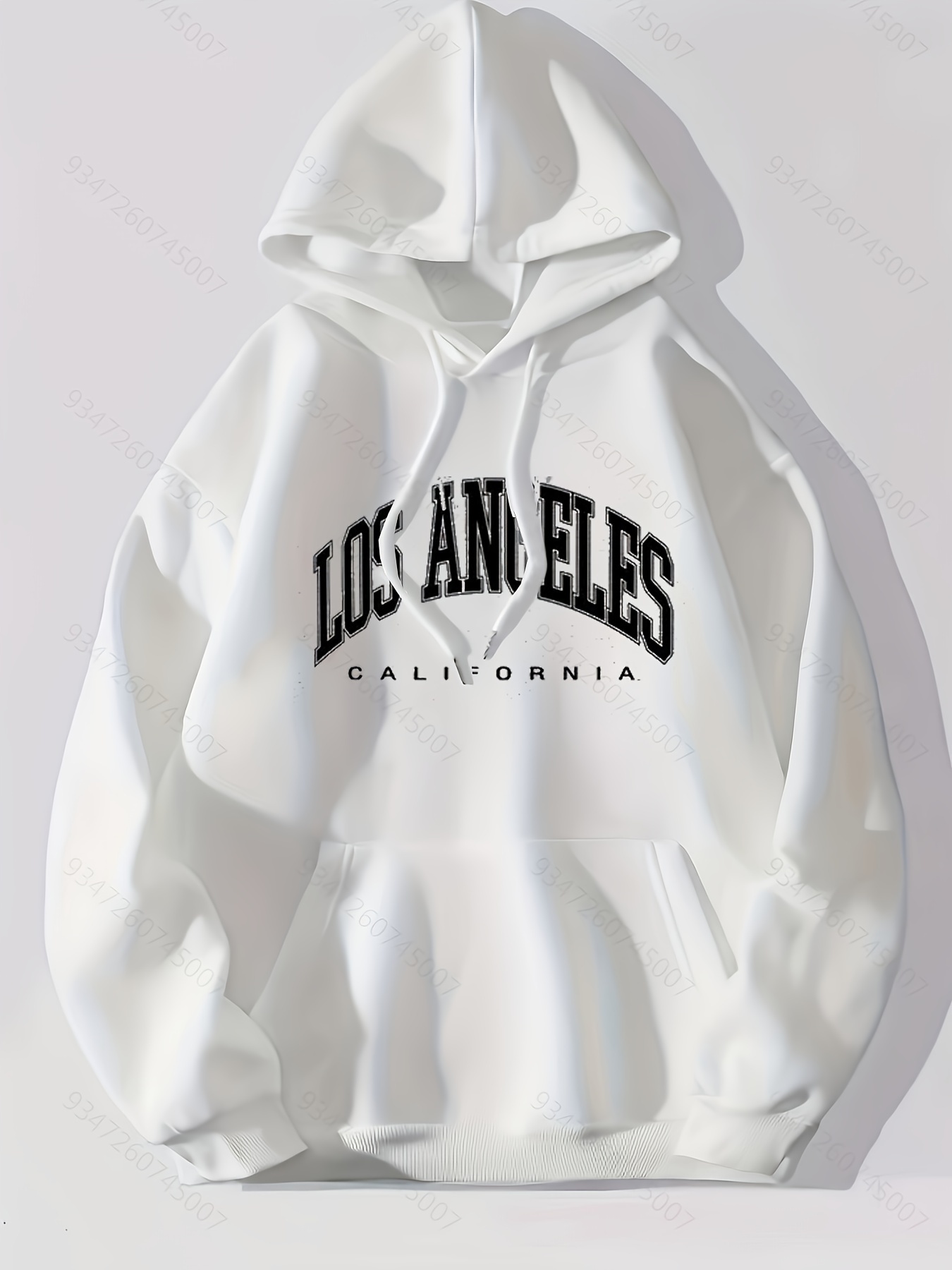 Sweat-shirt à manches longues pour hommes, Chic, "LOS ANGELES CALIFORNIA", lettres imprimées, avec une poche kangourou: M / Black
