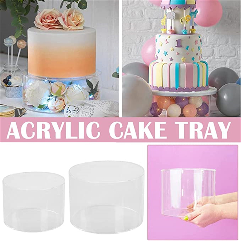 Tablero de exhibición de pastel acrílico, bandeja raspadora más suave con borde redondo para pastel, Base de tablero recargable, herramientas de soporte para pastel transparente, 1 ud.